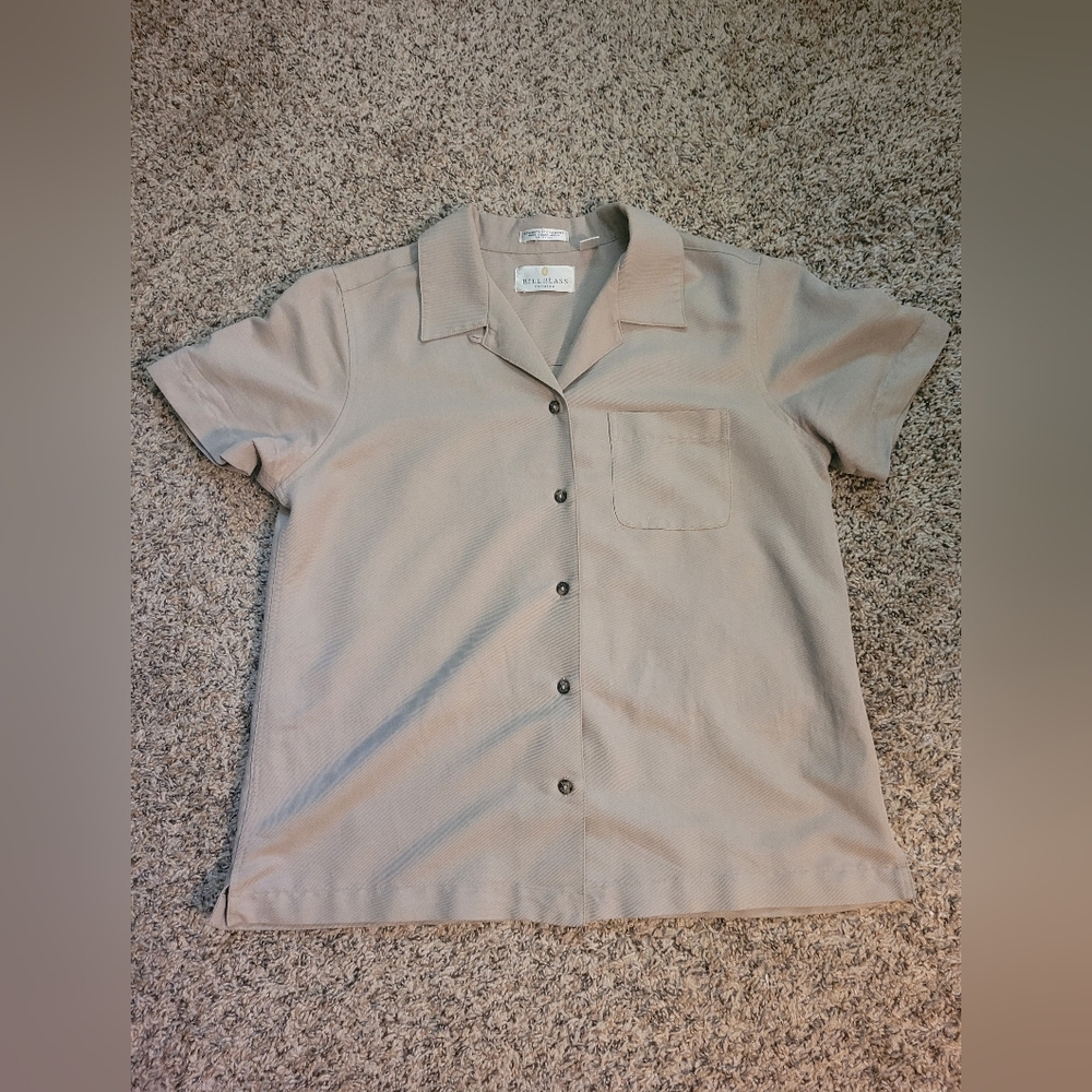 Bill Blass Premium Tan Short Sleeve Button Down
